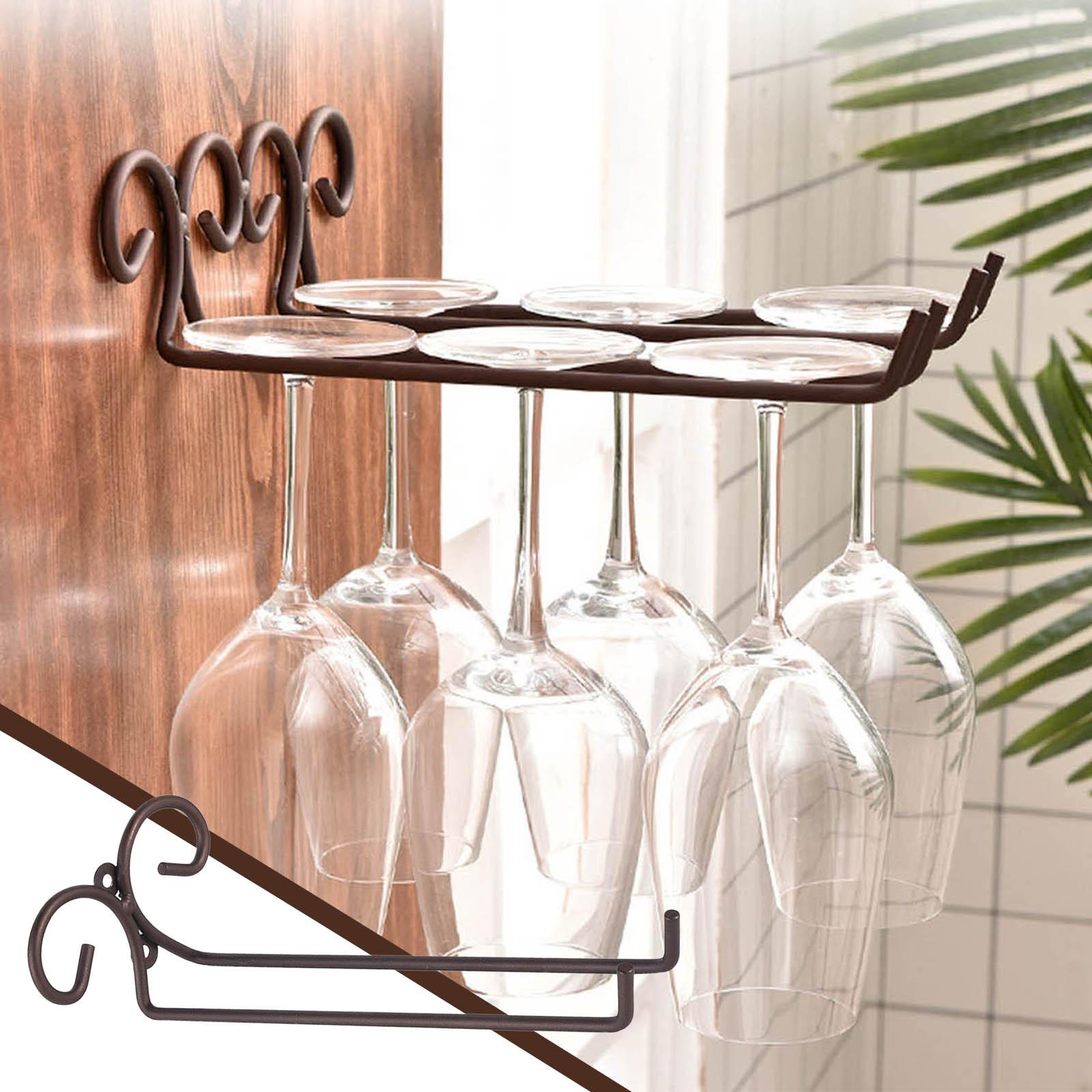 

Wall Mounted Wine Rack Metal Wall Hanging Stemware Holder Vintage Style Stainless Steel Cup Hanger Wine Glass Cups Holder чёрный