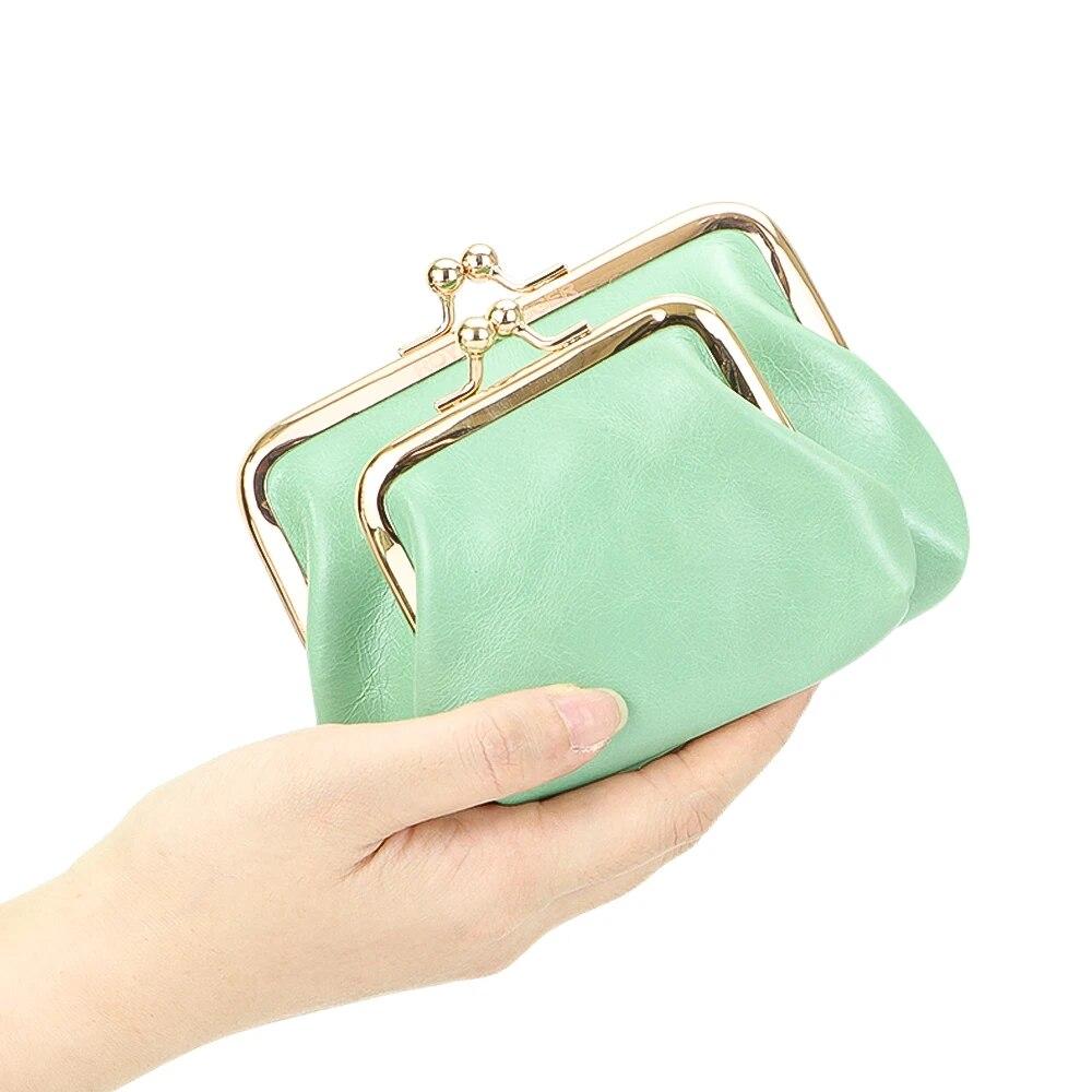Royal Bagger Mini-Geldbörse für Damen, einfarbige Geldbörse mit Kreditkartenhalter, Aufbewahrungstasche aus Vintage-Leder mit Kiss Lock 1655