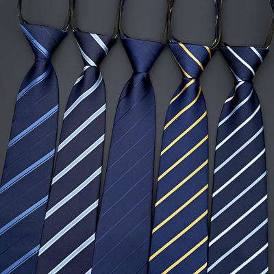 No Knots, Lazy, Simple Zipper, Tie Tie, Formal Wear, Business Work, White-Collar Shirt For Sale, Dark Blue Stripes.