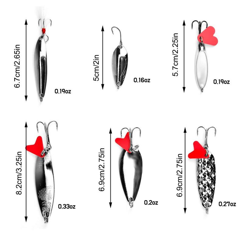 Fishing Spoon Lure Set Colorful Hard Fishing Spinner Baits Metal Spoon With Treble Hooks Salmon Bass For Saltwater Freshwater