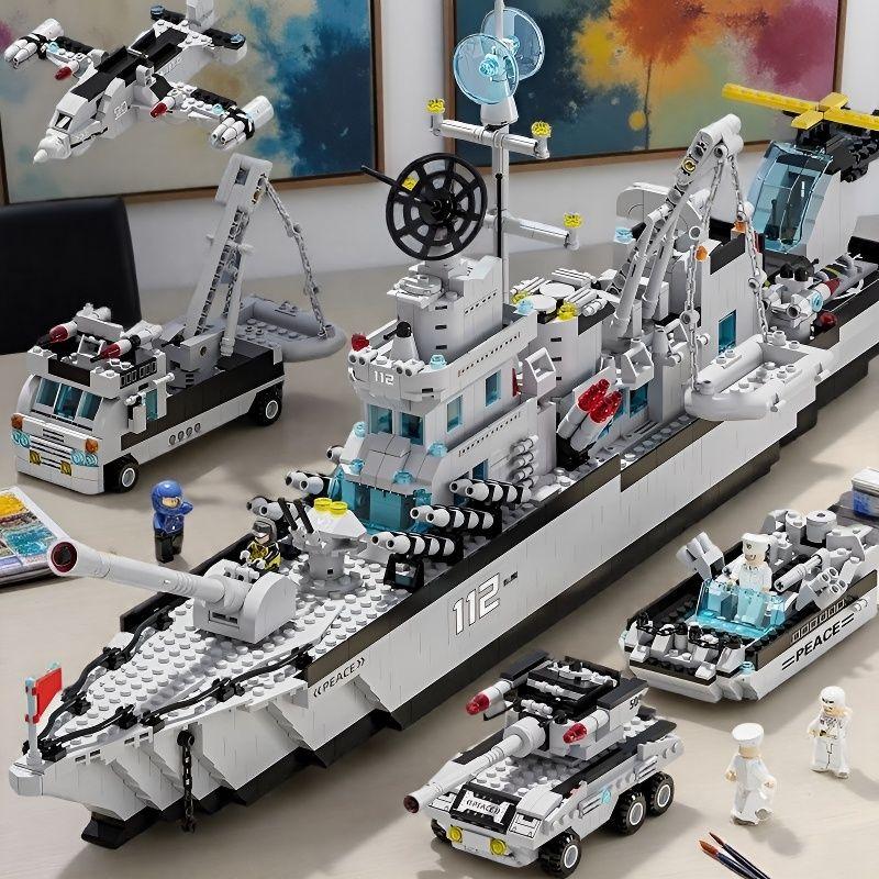 Huge Premium-Quality Size Premium-Quality Navy First-Class Construction-Set Construction-Blocks Collection Kit High-Standard Warship High-Standard