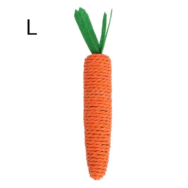Carrot Pet Cat Toy Paper Rope Chew Toys Built-in Bell Small Animals Bite Resistant Rope Scratcher Clean Teeth Chew Interactive
