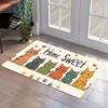 "Home Sweet Home" Cat Rug – Cute Cartoon Design, Soft Flannel Mat for Living Room, Bedroom, Entryway