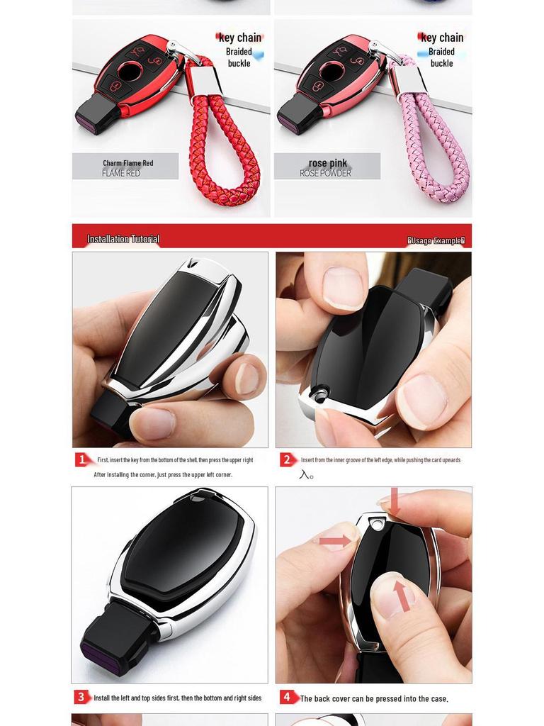 Mercedes-Benz Key Cover for C-Class/C200L/GLC260/GLK300 - TPU Silicone Protective Shell with Buckle