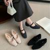 2025 Spring and Autumn New Fashion Versatile Women Winter Wear Thick Heels Mary Jane Single Shoes Velvet Cotton Shoes Fairy Night