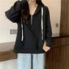 American real shot silver fox velvet thickened semi-zipper hooded sweater women's autumn and winter loose casual long-sleeved jacket