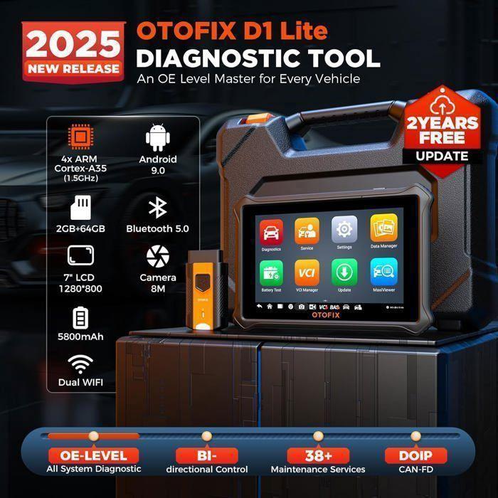 OTOFIX D1 Lite Diagnostic Auto Scanner avec outil d'analyse de contrôle bidirectionnel Tous les diagnostics du système en français