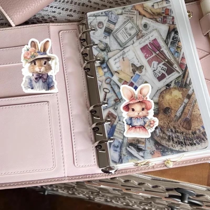 1 set Watercolor rabbit wearing dress and formal attire Stickers DIY Scrapbook Diary Decoration Album INS Style Stationery