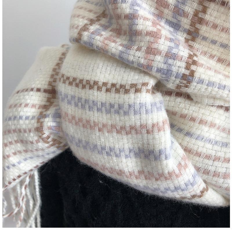 New Imitation Cashmere Plaid Scarf Women's European and American Fashion Autumn and Winter Thickened Warm Fringed Shawl Scarf
