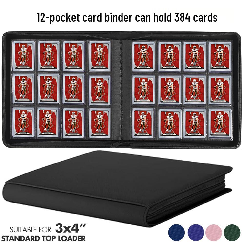 Black PU Leather Pokémon Card Binder with Zipper: 4, 9, & 16-Pocket Large Capacity Game Storage Book