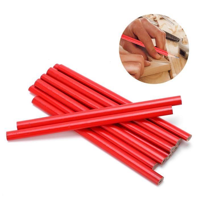 Carpenter's Pencils SHIPENOPHY - 12 Pieces - Double-lead Oval Core - Quality Pine Wood - Red and Black