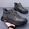 Winter Men's Casual Cotton Shoes High-top Outdoor Heavy Warm Heat-locking Cotton Leather Shoes Lace Up Warm Plush Ankle Boots