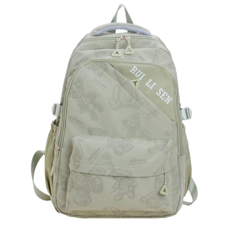 Schoolbag Japanese ins schoolbag female junior high school student bear printed backpack, casual versatile small fresh large-capacity backpack