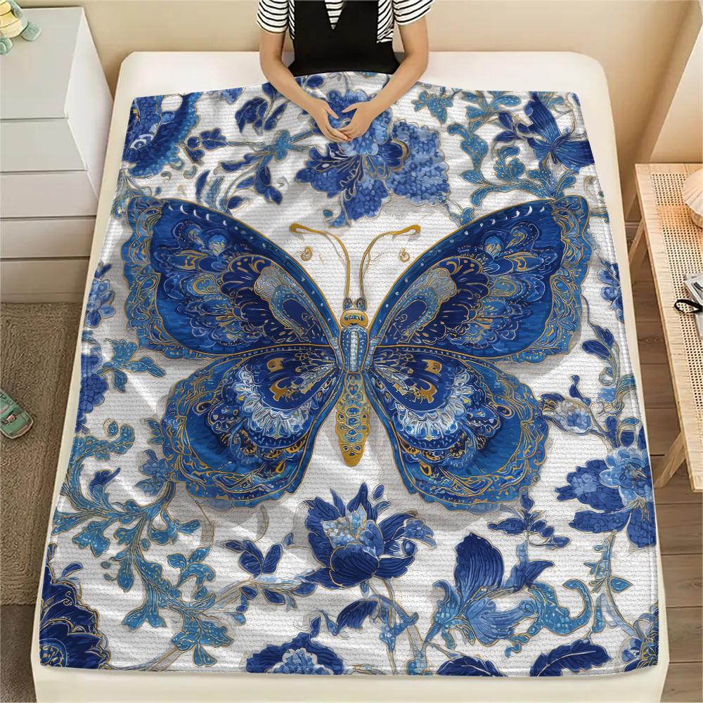 puppy vintage butterfly Print Flannel Blanket,High quality Comfortable for All Seasons,Home Decor,Warmth and Comfort,Perfect for Christmas Gifts