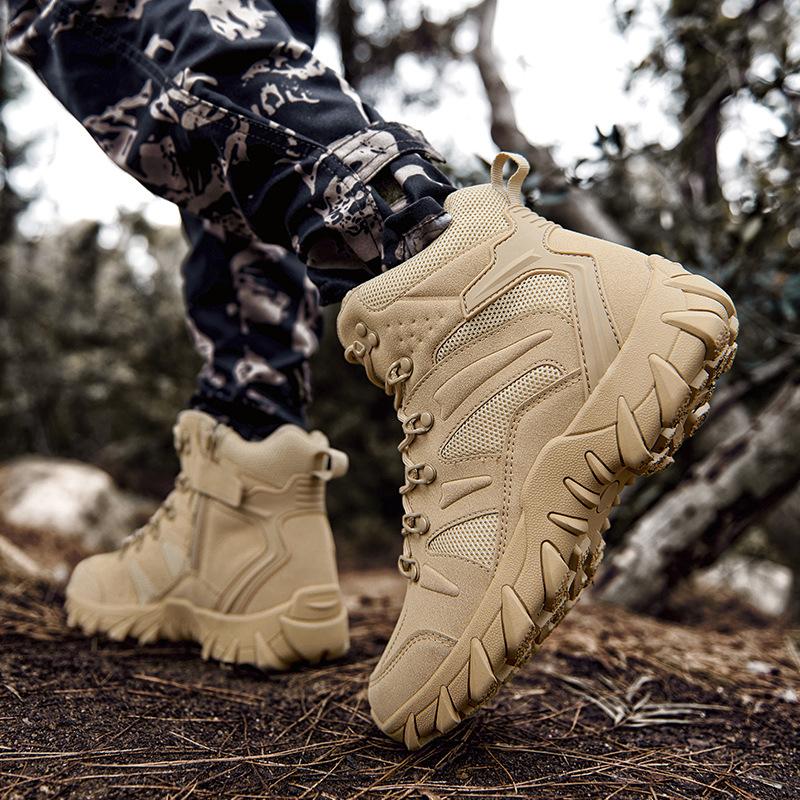 Large size non-slip and wear-resistant hiking shoes Hiking outdoor leisure high-top field training shoes Military boots