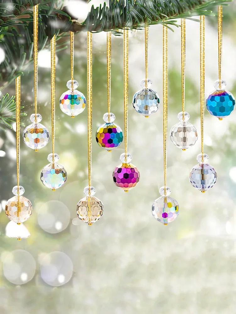22mm Electroplating Colorful Glass Ball Pendant Crystal DIY Christmas Decoration Christmas Tree Pendant