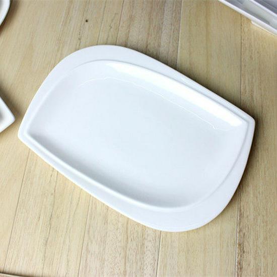 Elegant White Ceramic Plate Set - Modern Design for Steak and Pasta 8-inch