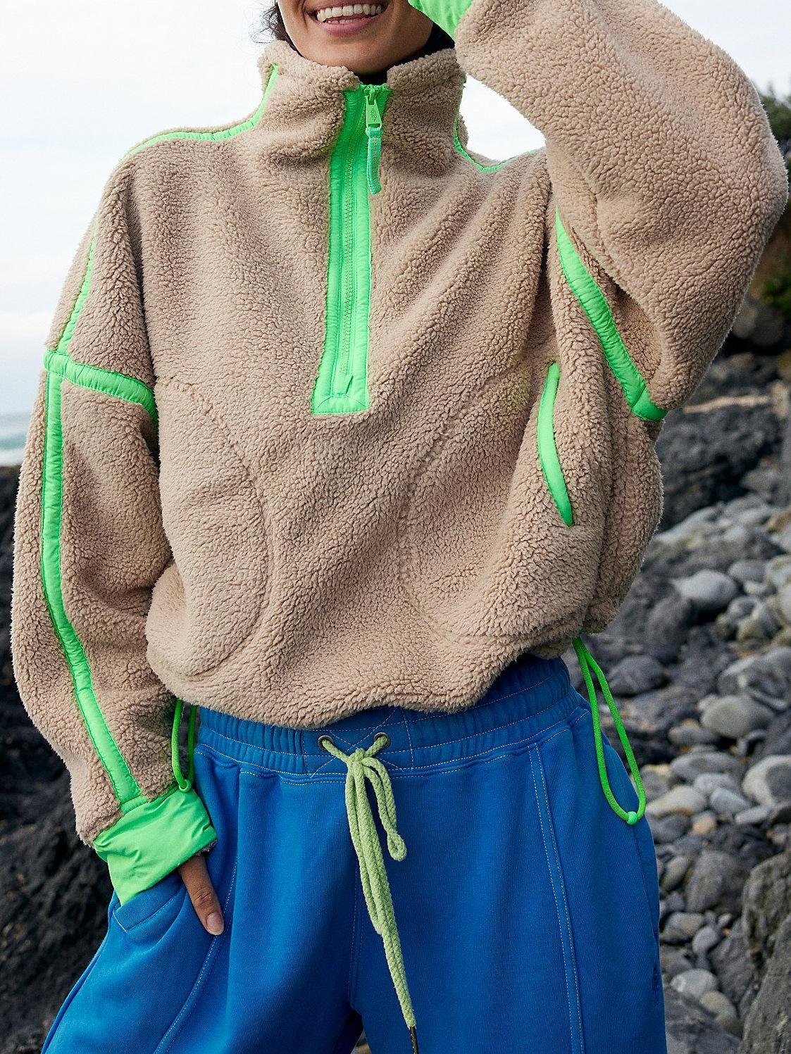 Jogging half-zipper sweater jacket women`s high-end