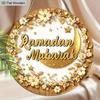 Placa de Madeira 2D Plana 1 Peça Ramadan Mubarak Pendurada, Decoração Artística com Estampa de Pétalas Douradas, Entrada da Casa Sala de Estar Quarto Varanda Jardim Decoração, Rústico
