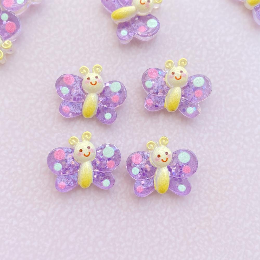 12Pcs New Cute Resin Cartoon Colored Butterflies Series Flat Back Scrapbooking DIY Jewelry Craft Decoration Accessories