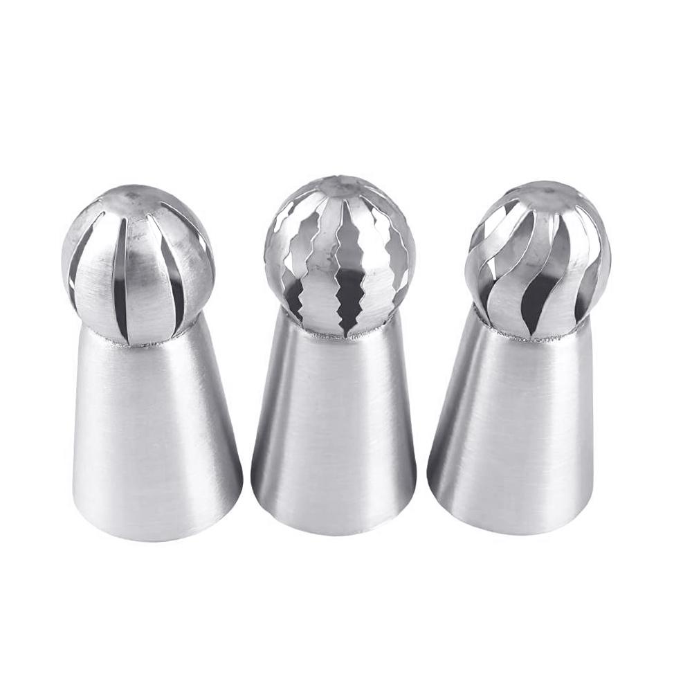 21pcs Pastry Bag Russian Spherical Ball Stainless Steel Flower Cake Nozzles Icing Piping Decorating Tip Tools Sphere Shape Cream