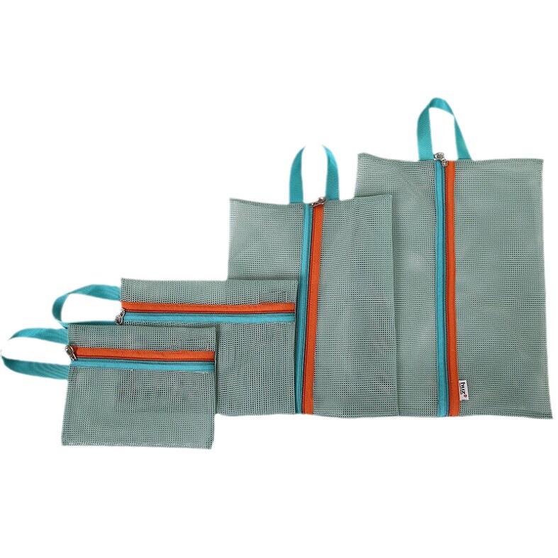 Travel Storage Bag Set: Four-Piece Mesh Clothes Organizer for Suitcases