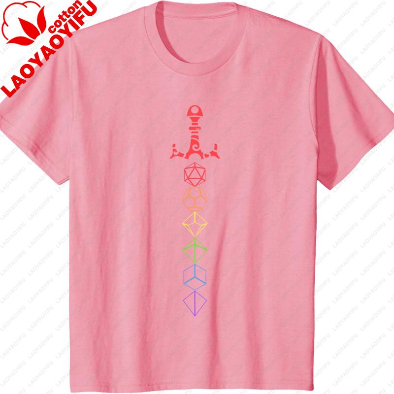 Nerdy Dice Set Collector Sword LGBT Pride TShirt Graphic T Shirts Vintage Funny Outdoors High Quality Cotton Shortsleev Tops