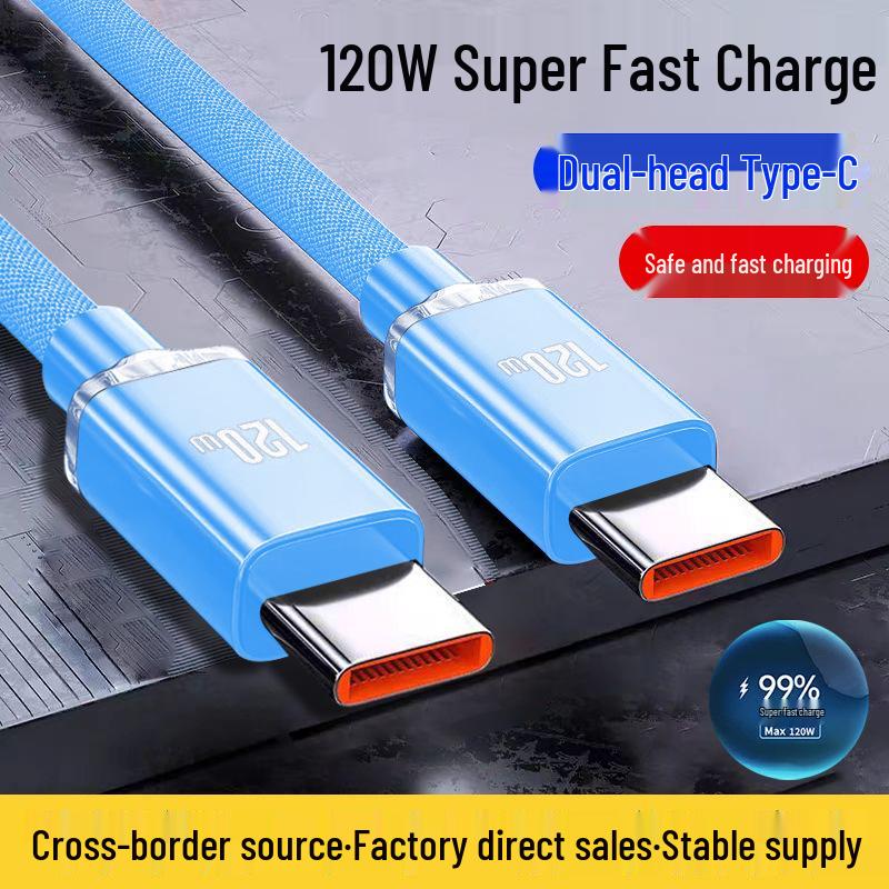 Jingyao 120W Dual Type-C Fast Charging Cable for Apple 15 & Huawei Honor 6A Flash Charging