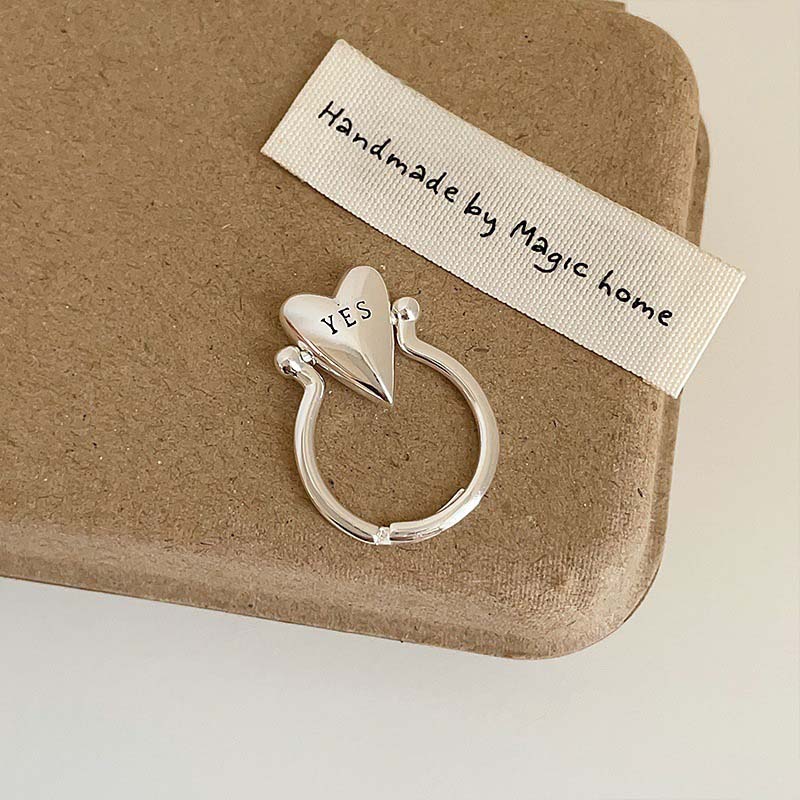 

Fashion Yes or No Letter Adjustable Finger Rings for Women Vintage Irregular Heart Couple Rings Punk Party Jewelry Gifts
