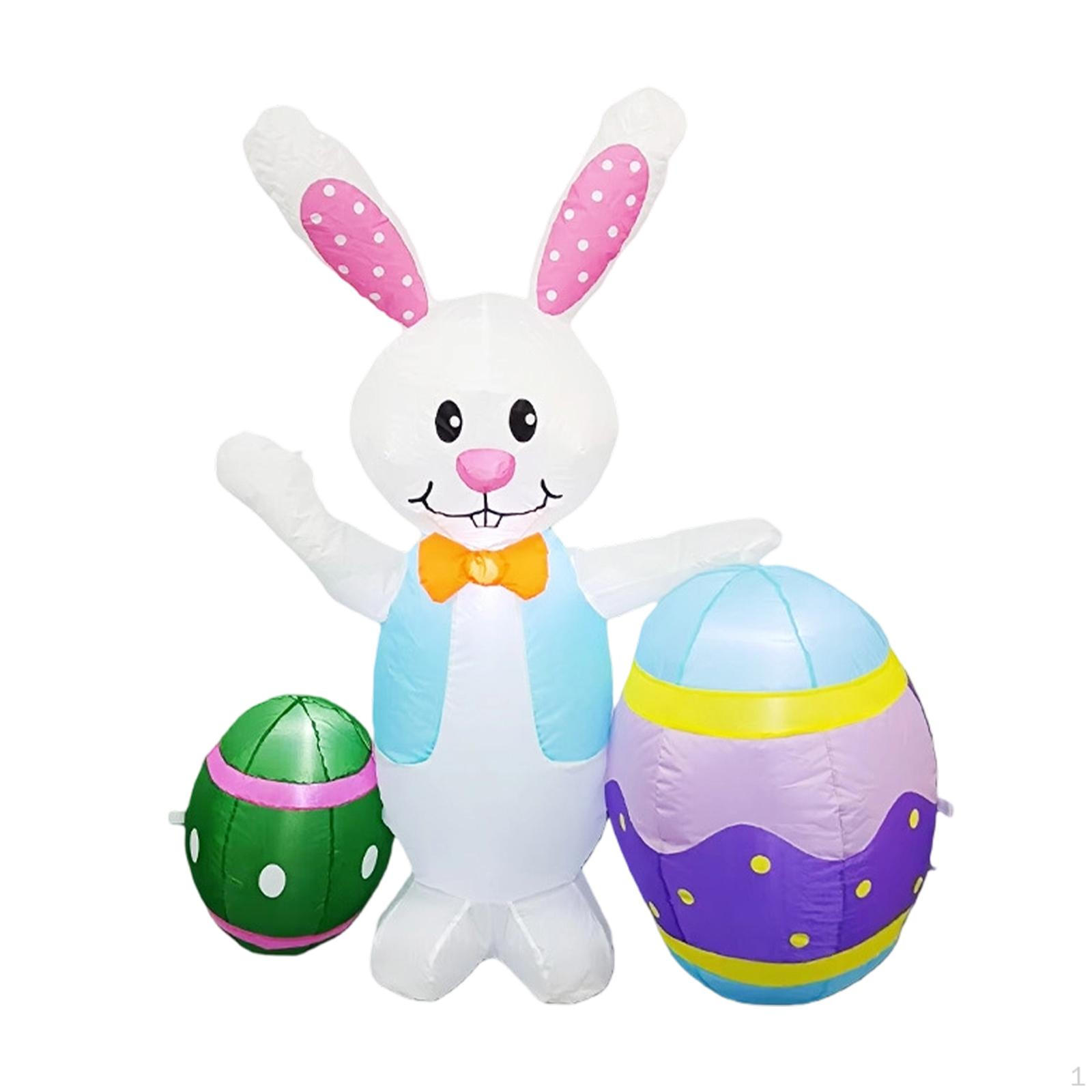 

Easter Inflatable Bunny Outdoor Decoration Novelty Light up Ornament Rabbit and Colorful Egg for