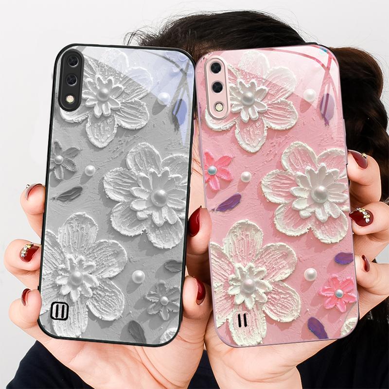 Creme-Reis weiße Blüten Für Samsung A01 02 A03 Core 04 05 A06 10 12 A13 14 5G 15 16 M02 12 Note 8 9 10 20 Glas Ultra Handyhülle