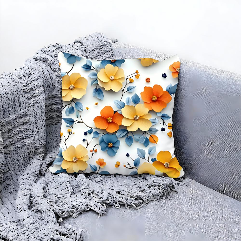 Pretty D Flower Pattern Decor Cushion Cover Premium Comfort Reversible Pillow Cove In One Design for Any Room  Car Interior