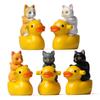 Playful Water Series: Hand-Painted Yellow Duck & Kitten Figurines for Creative Micro Landscaping
