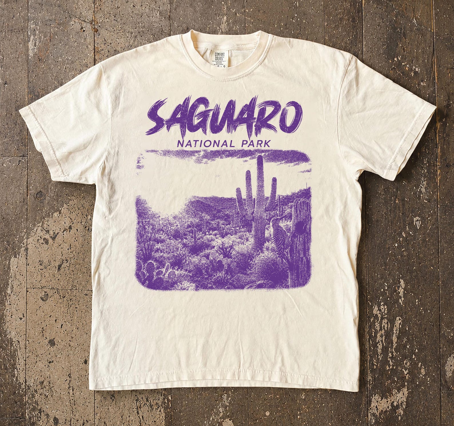 Comfort Colors Saguaro National Park Cactus T-Shirt, Arizona Desert Southwest Hiking Tee S