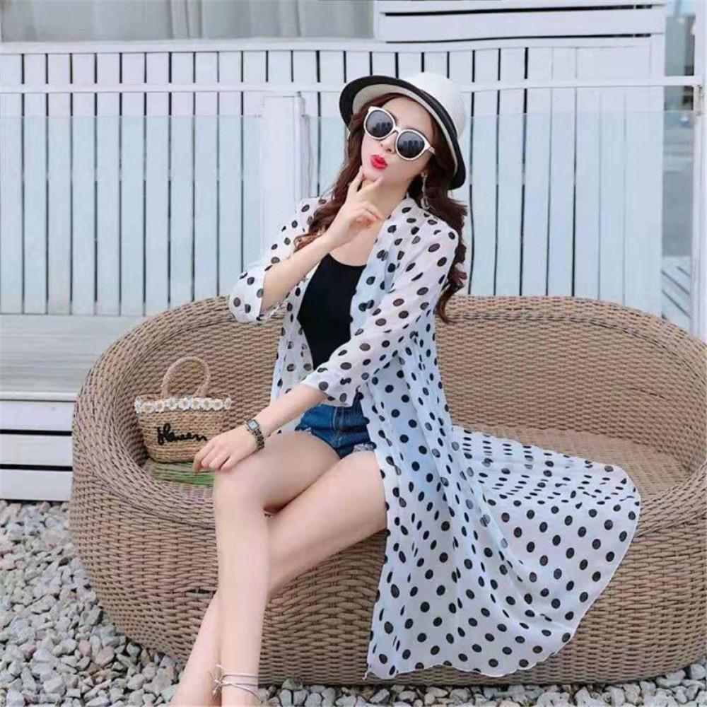 

Chiffon Sunscreen Clothing Women s Summer Thin Long Section Outer Shawl Air Conditioning Shirt Korean Cardigan 5XL