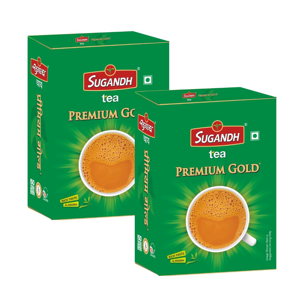 Sugandh Premium Tea | 500GM Box X 2| Pack of 2 | 1KG | CTC Processing | Strong and Rich in Taste | Aromatic Flavor | 100% Natural Ingredien