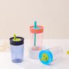 Plastic Water Bottle with Lid and Straw Coffee Mug Kawaii Coffee Cups  Water