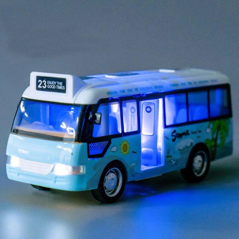School Bus Toys Cars Die Cast Little Cars City Bus with Sound and Light Up Friction Powered Cars Play Toys Gift for Kids