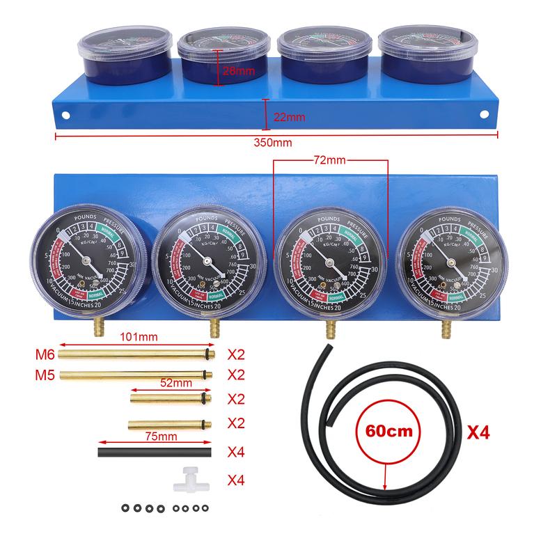 Synchronizer Tool For 4 Cylinder Engines Machines Motorcycle Fuel Carburetor Synchronizer with Hose Vacuum Balancer Gauge