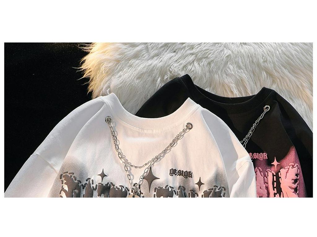 Women's American Retro Cool Style Oversized Pure Cotton T-Shirt - Sweet Loose Half Sleeve Top for 2025