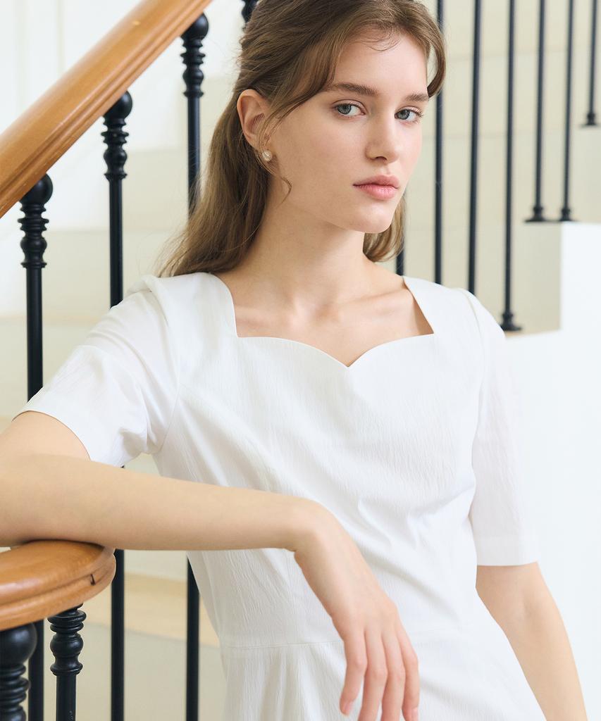 Paul And Alice Heart Neck Dress / White