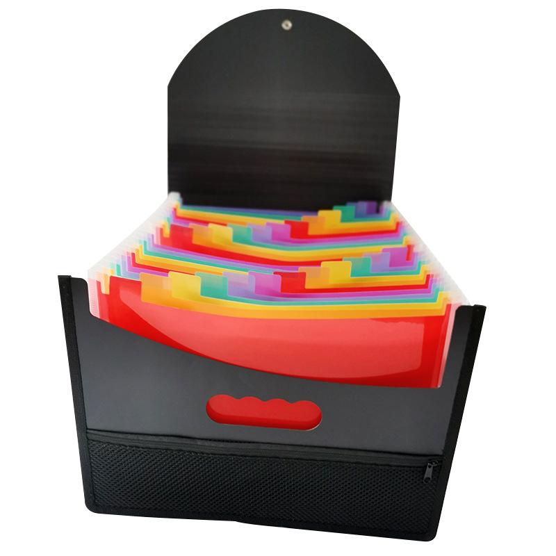 Multi-grids Pocket Expanding File Folder with Cover Rainbow Expandable File Organizer Self Standing Accordion A4 Document Folder