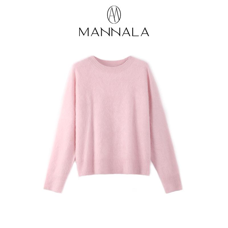 Classic Round Neck Cashmere Sweater - Autumn/Winter, Short, Brushed Wool, Flocked, Simple Design.