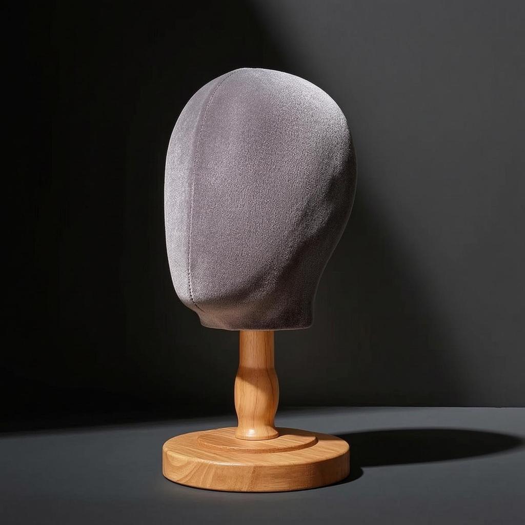 Velvet Mannequin Head Professional with Wooden Base Stable PinReceptive Hairpiece