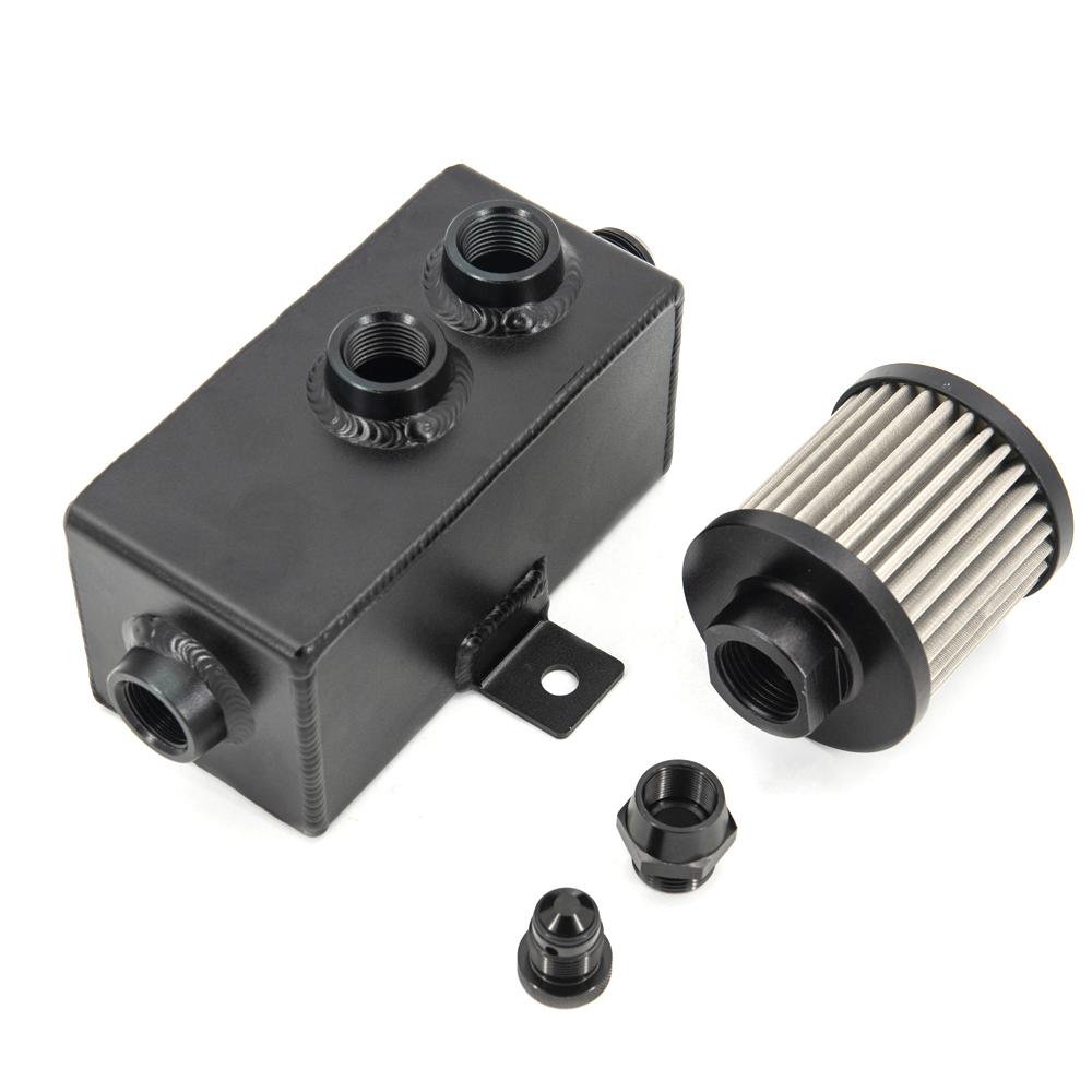 Universal Car 1L Aluminum Oil Catch Can Tank Fuel Tank With Breather Filter Drain With AN6/8/10 Fitting OCT-AN10-1L-BK