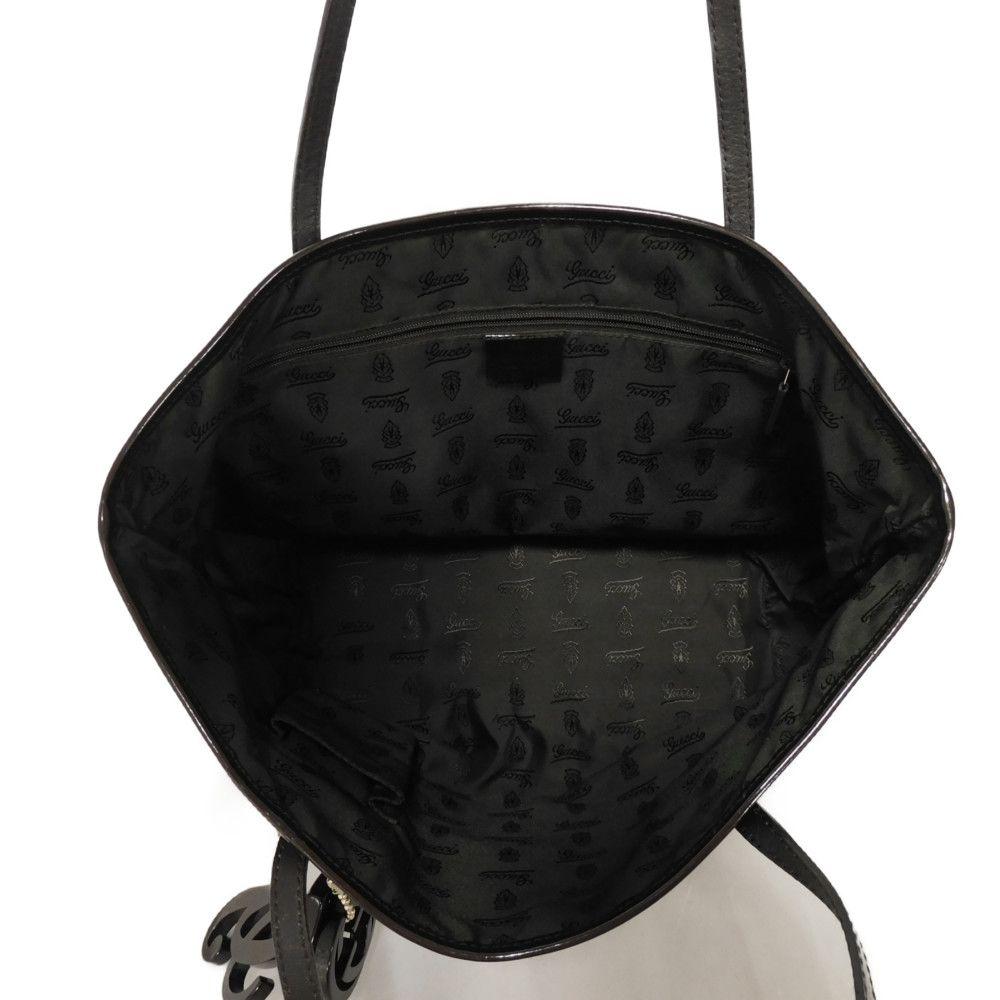 Used 9539 Web Stripe Tote 211971 7924 Patent Enamel Green Red Brown GG Canvas Beige Women's from Japan AUTHENTIC