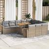 Vidaxl 11-Cz. Garden Furniture Set With Cushions, Beige, Poly Rattan