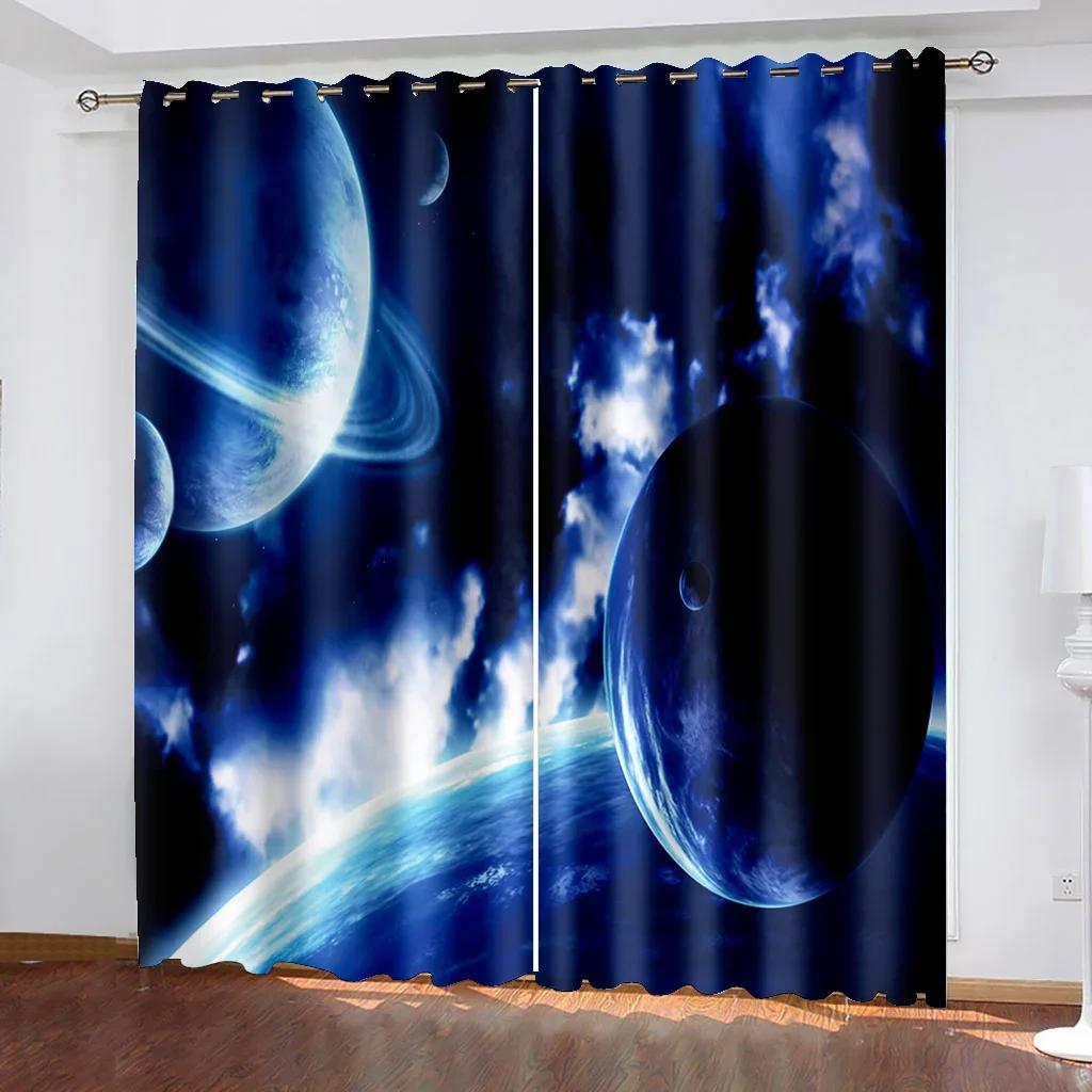 Weltraum Astronauten Vorhänge für Kinderzimmer Wohnzimmer Vorhänge für Wohnzimmer 2 Stück Kostenloser Versand