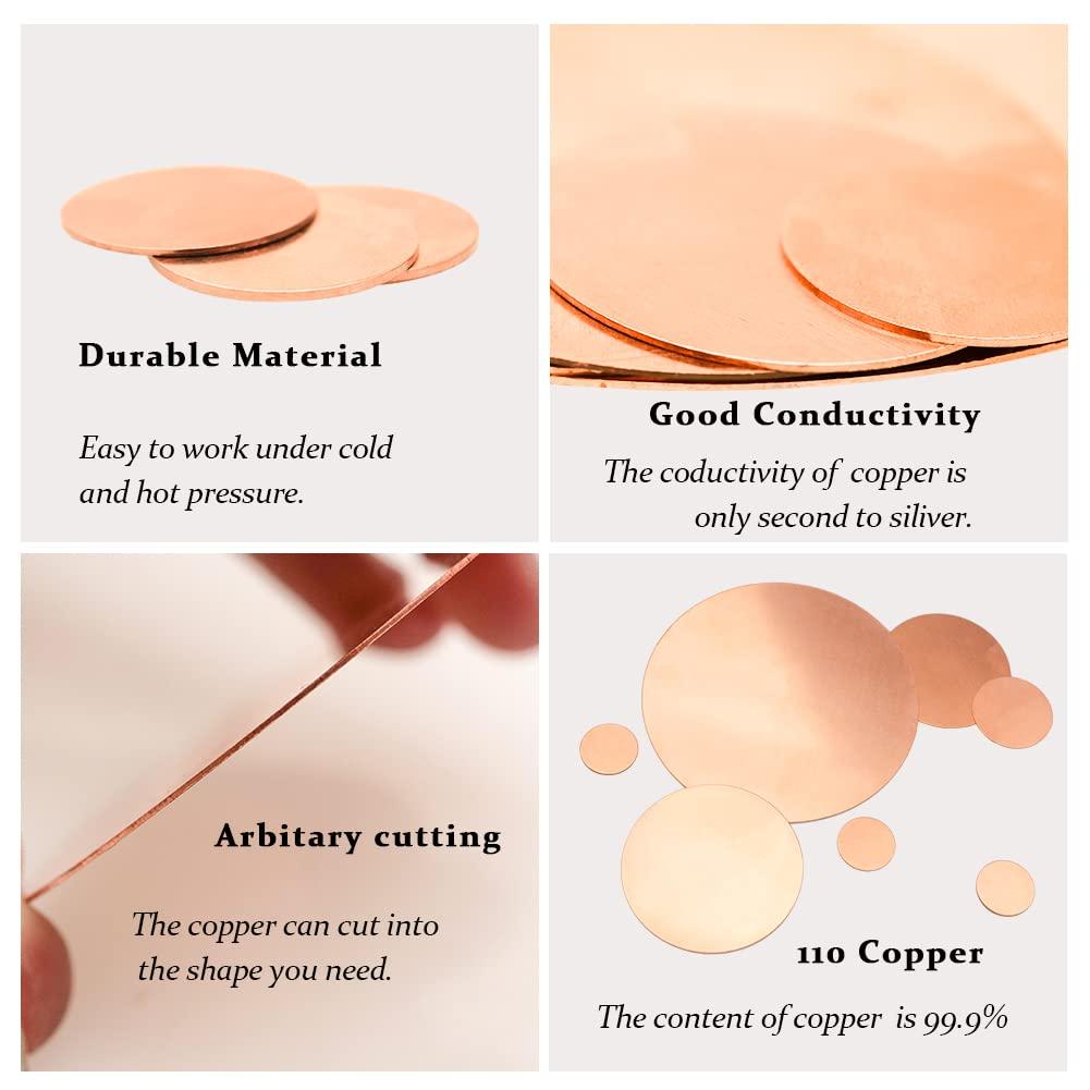 Disco de cobre puro, placa redonda, espessura 0,1mm-5mm, diâmetro 30mm 31mm 32mm 33mm 34mm 35mm-50mm