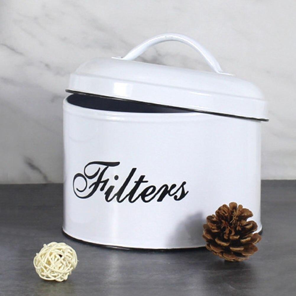 Cooking Utensils Desktop Organizer Coffee Filter Holder Eco-friendly With Lid Container Home Kitchen Round Easy Clean